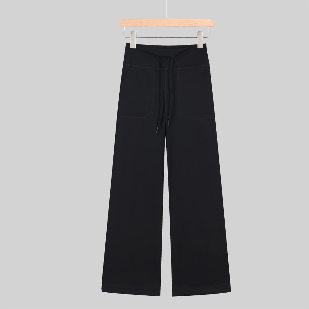 Lulu-Inspired High Waist Yoga Pants - Drawstring Straight Leg with Loose Drape for Casual Sports
