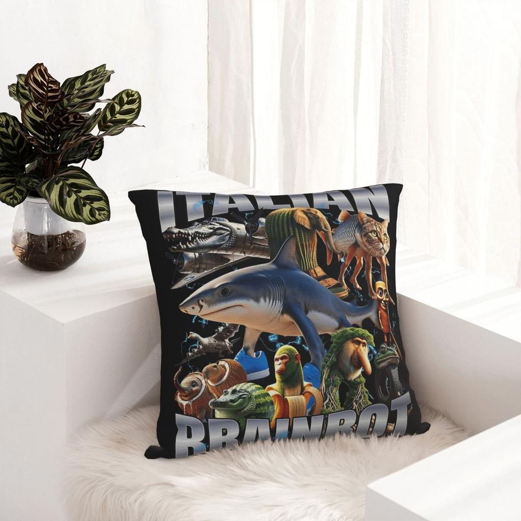 Italian Brainrot Meme Tralalero Tralala Pillowcase Soft Polyester Cushion Cover Decor Brr Brr Patapim Pillow Case Cover