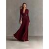 VEZFAA Women's Fashion Spring Autumn  Solid Color Print Long Sleeve V-Neck High Waist Casual Dresses