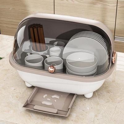 Multifunktionale Kunststoff-Aufbewahrungsbox für Schüsseln und Essstäbchen mit Deckel – Große & Kleine Schüsseln, Abtropffunktion, Klappdeckel-Stil Küchenregal