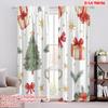 2pcs,2D Plane Printing Creative Curtains Christmas Tree Bow Gift Snowflakes Versatile Fabric (without Rod) Decorations Outdoor