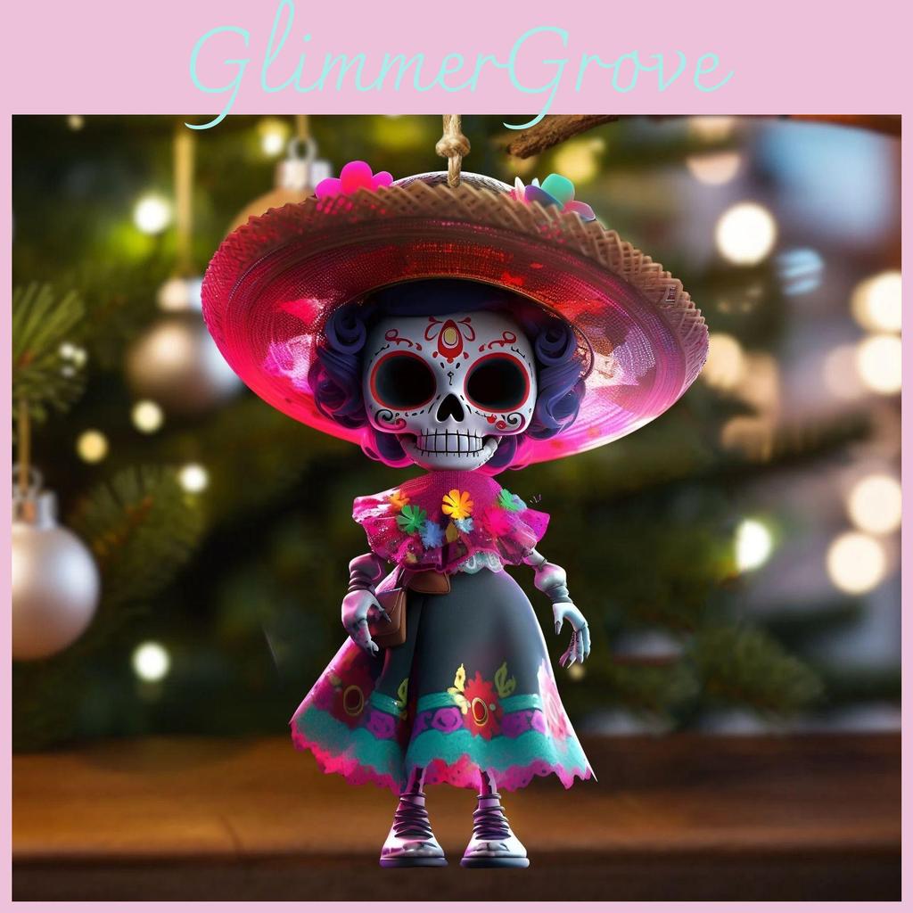 Of The Day Dead Theme Girl Pattern Acrylic Pendant For Decoration Festival