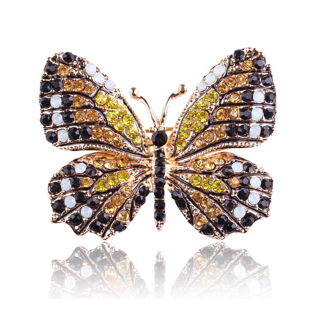 Broche papillon en alliage, strass colorés, tendance et respectueuse de l'environnement, accessoire pour femme