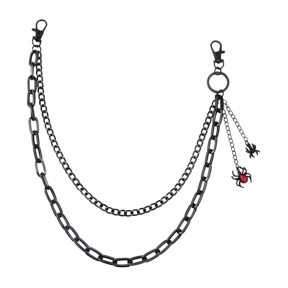 

Blood Spider Pendant Double Layer Metal Waist Chain For Street Style Men And Women