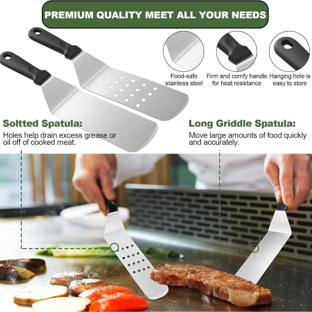 Stainless Steel Teppanyaki Scraper Non-Stick Cooking Spatula Steak Fried Shovel  Outdoor BBQ