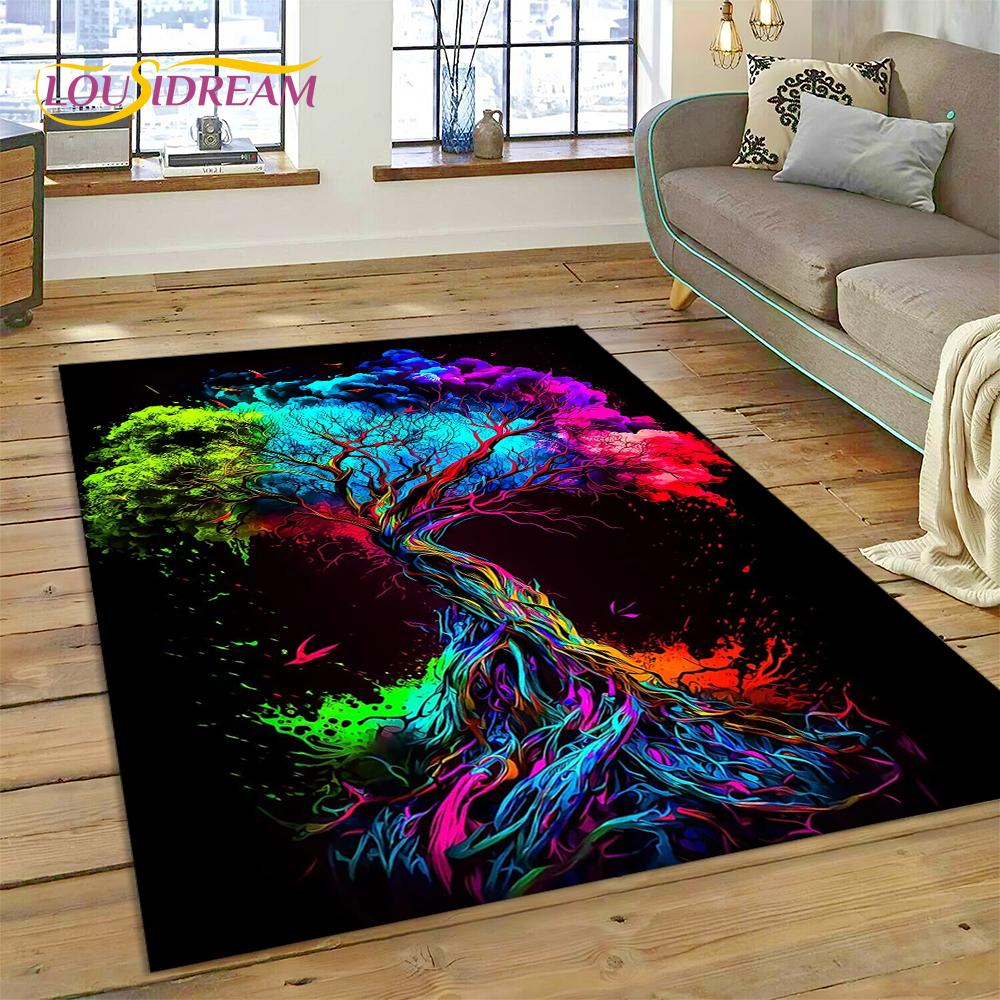 Tree of Life Nature Viking Yggdrasil Norse Rug Carpet for Living Room Bedroom Decor,Non-slip Decoration for Sofa Doormat Gift