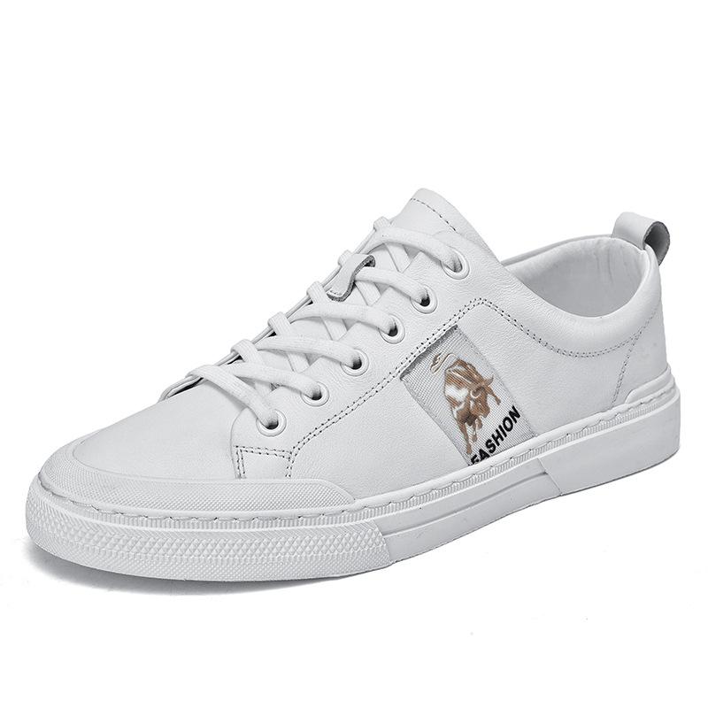 Summer New Top Layer Cowhide Easy Wear Shoes Men's Trendy Versatile Casual Shoes Breathable Board Shoes