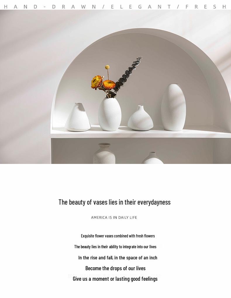 Nordic Ceramic Vase for Dried Flowers - Ideal for Living Room and Dining Table Decor; Perfect As Photo Props and Literary Ornaments.