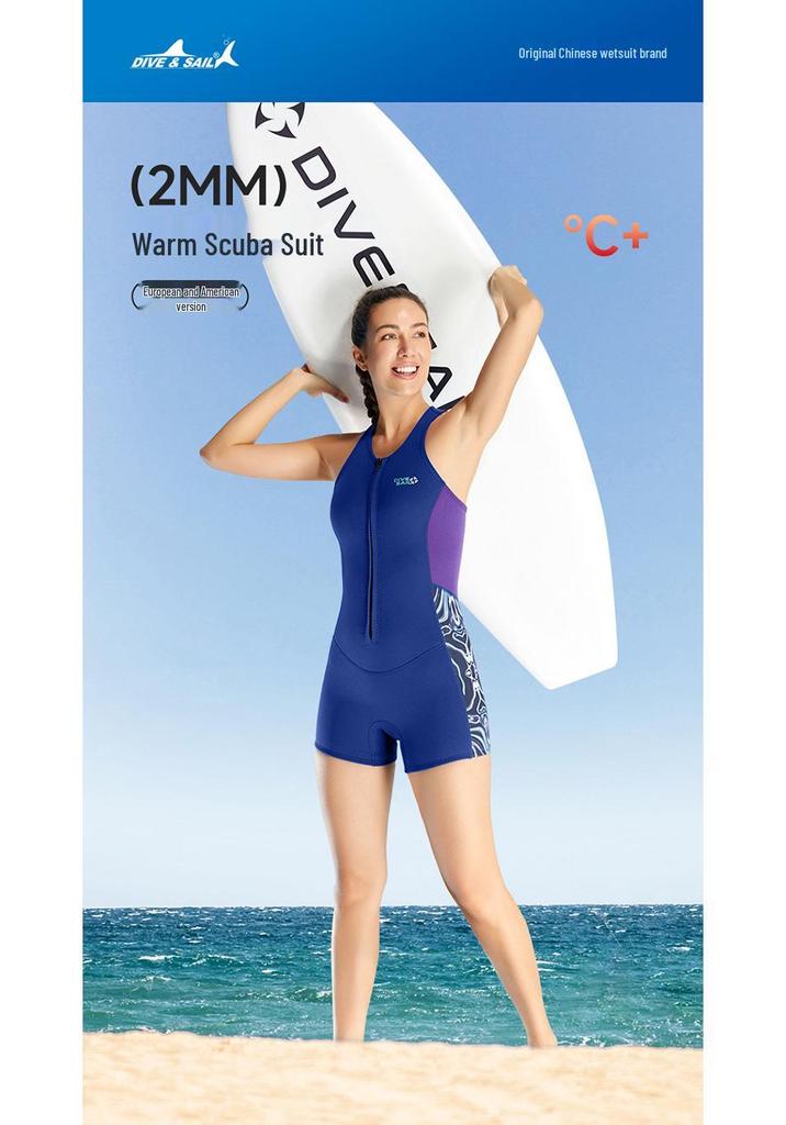 Combinaison intégrale sans manches 2 mm pour femme pour la protection contre le froid - Idéale pour la natation, le surf, le snorkeling et la plongée.