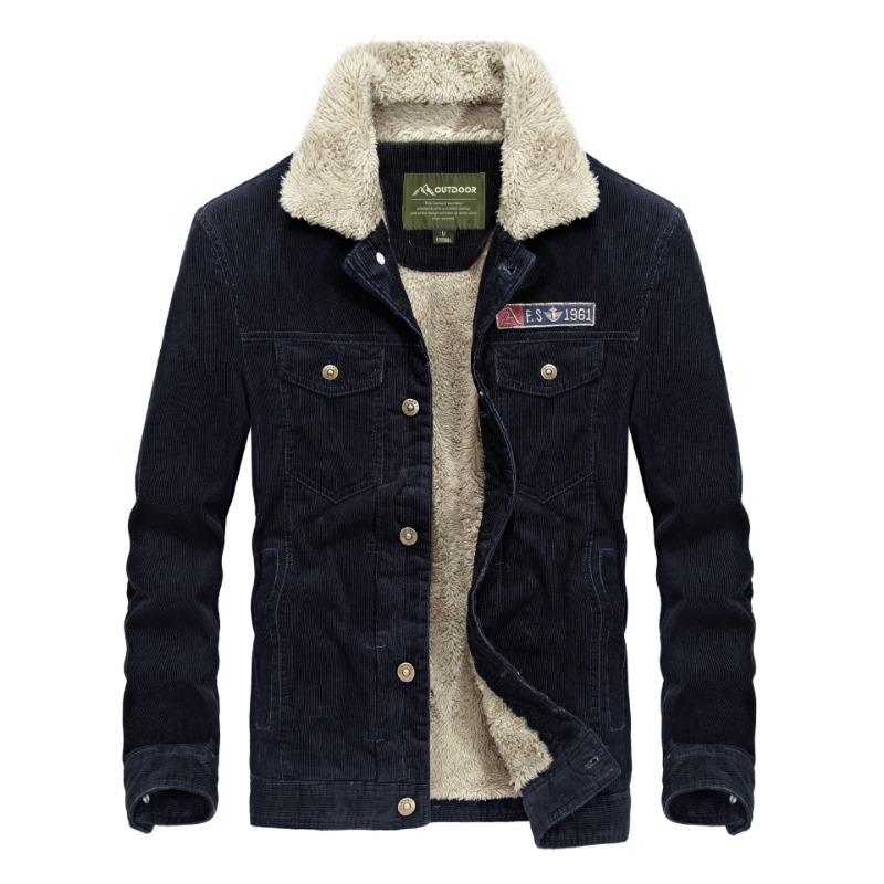 Veste Homme en Velours Côtelé Rembourrée en Coton Coupe Décontractée Courte Grande Taille Veste Polaire