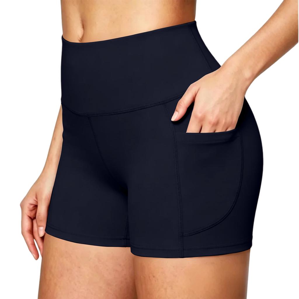 High Waist Butt Lift Tight Fit Workout Shorts with Side Pocket for Women Outdoor Fitness Yoga Running Athletic Activewear