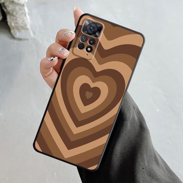 Fashion Brown Love Wood Grain Texture Case For Xiaomi Redmi Note 11t 11s 11 10 8 Pro 9 9s 9t 8t For Mi 10 8 9a 9c 10c 12c K60
