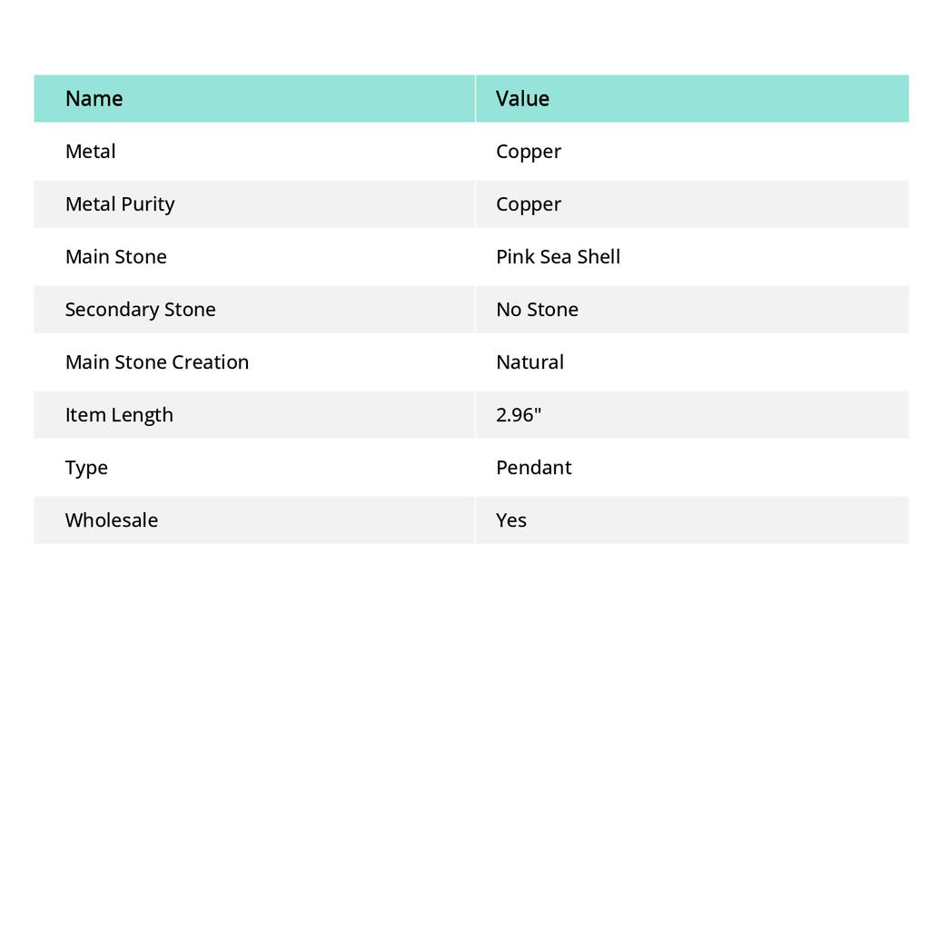 Pink Sea Shell Gemstone Handmade Copper Wire Wrap Jewelry Pendant 2.96" Z8b95