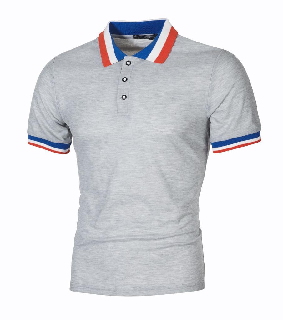 Summer Men's Polo Shirt Summer Business Color Blocking Lapel Polo Sports T-Shirt Yasheng
