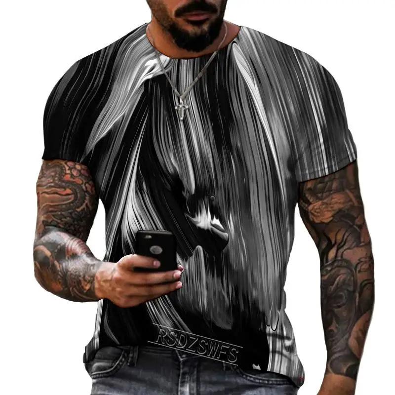 3D Printing Digital Abstract Style Black White Landscape Painting Abstract Art T-Shirts Men’s