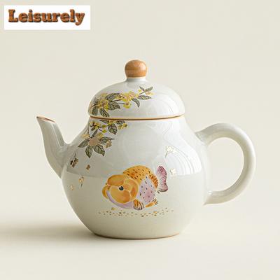 Glazura Popiołu Traw Złoty Osmantus Ryba Ruyi Czajniczek Japoński Czajniczek z Sitkiem Czajnik z Sitkiem Kolekcja Naczynia do Picia