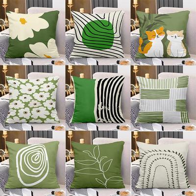 Grün Kleinfrischdruck Dekokissenbezug Schlafzimmer Wohnzimmer Quadratischer Kissenbezug