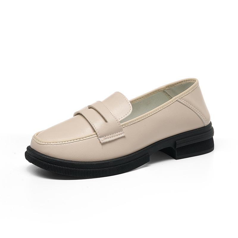 2025 Comfortable Women's Chunky Heel Loafers: Thick-Soled, Soft Leather Slip-On Work & Casual Shoes