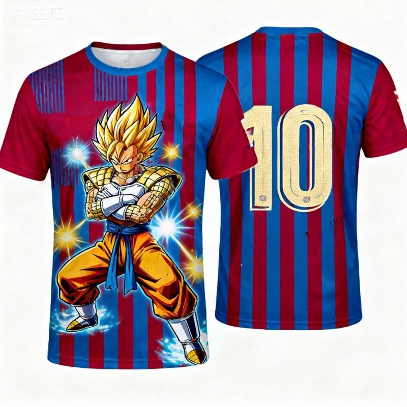 2026 New Dragon Ball Z Goku Anime Football Jersey Summer Plus Size Breathable Jersey Cosplay Short Sleeve T-shirt