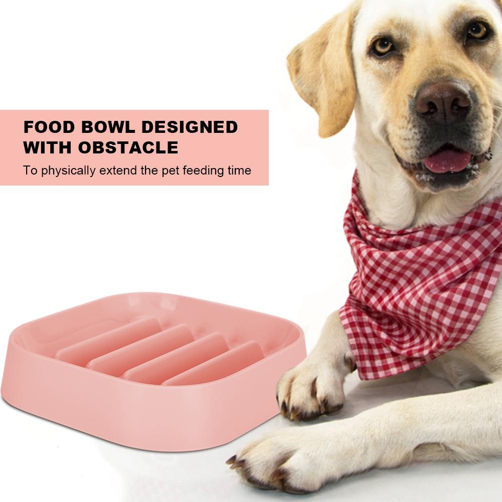 Food Grade Plastic Square Shape Pet Slow Food Anti Choking Feeding Bowl Supplies with Bottom
