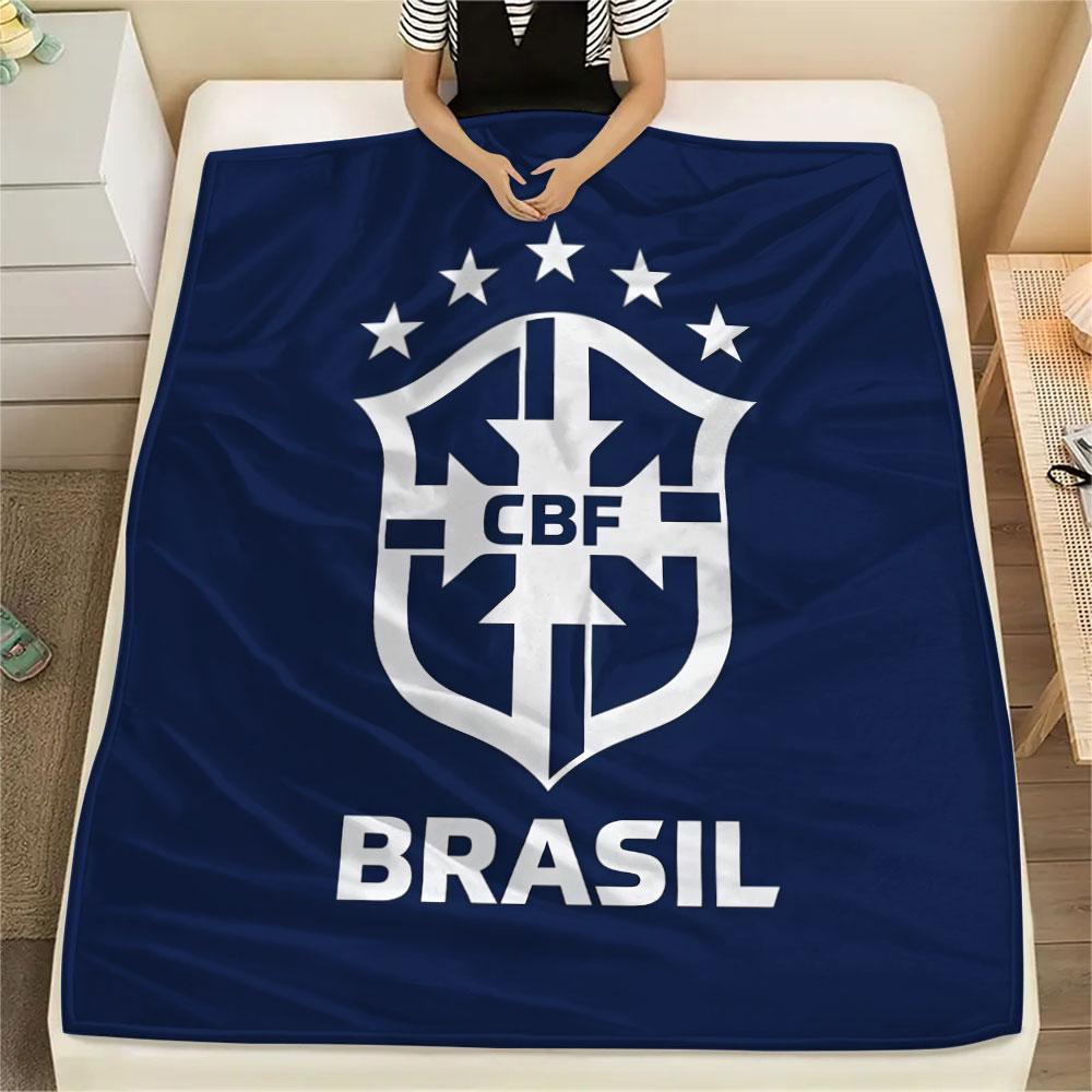 Brazil National Team CBF Printed Flannel Blanket, soft throw for bedroom sofa, washable,soccer fan merchandise, great gift.