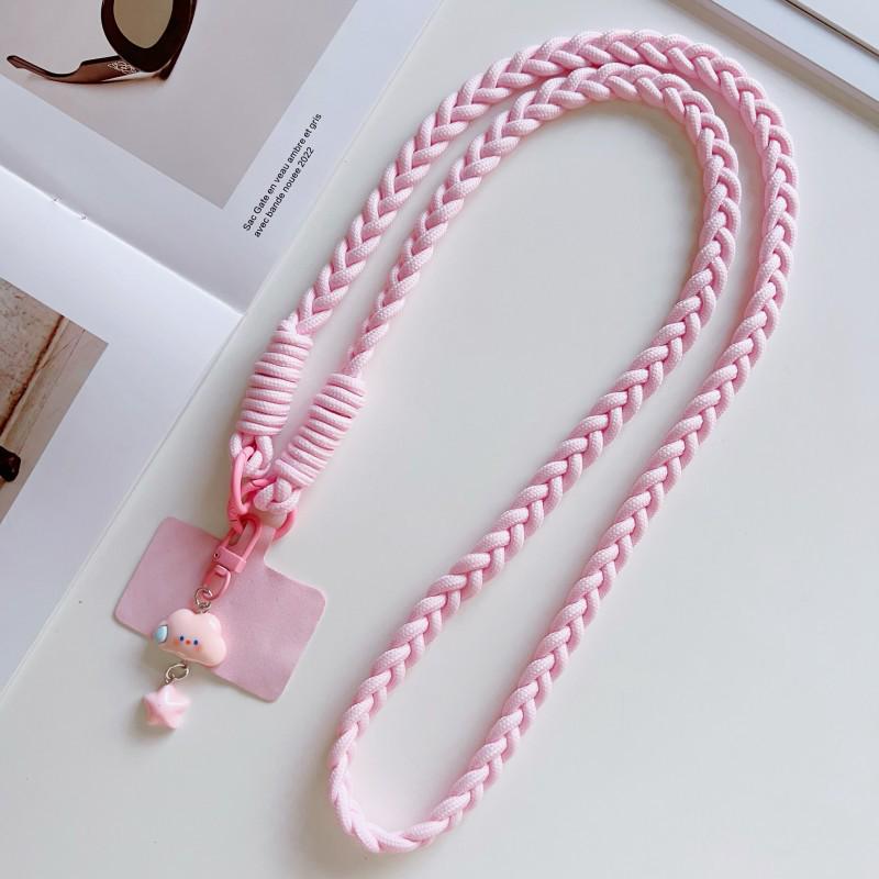 Woven Fashion Cartoon Pendant Mobile Phone Lanyard with Clip - Sturdy Anti-Lost Crossbody Chain
