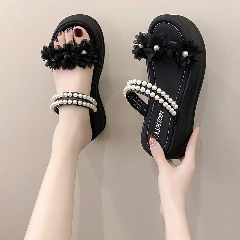 Flowers Platform Woman Shoes Outdoor With Medium Heels Sandals for Women 2025 Summer Comfortable Fashion High Quality Footwear