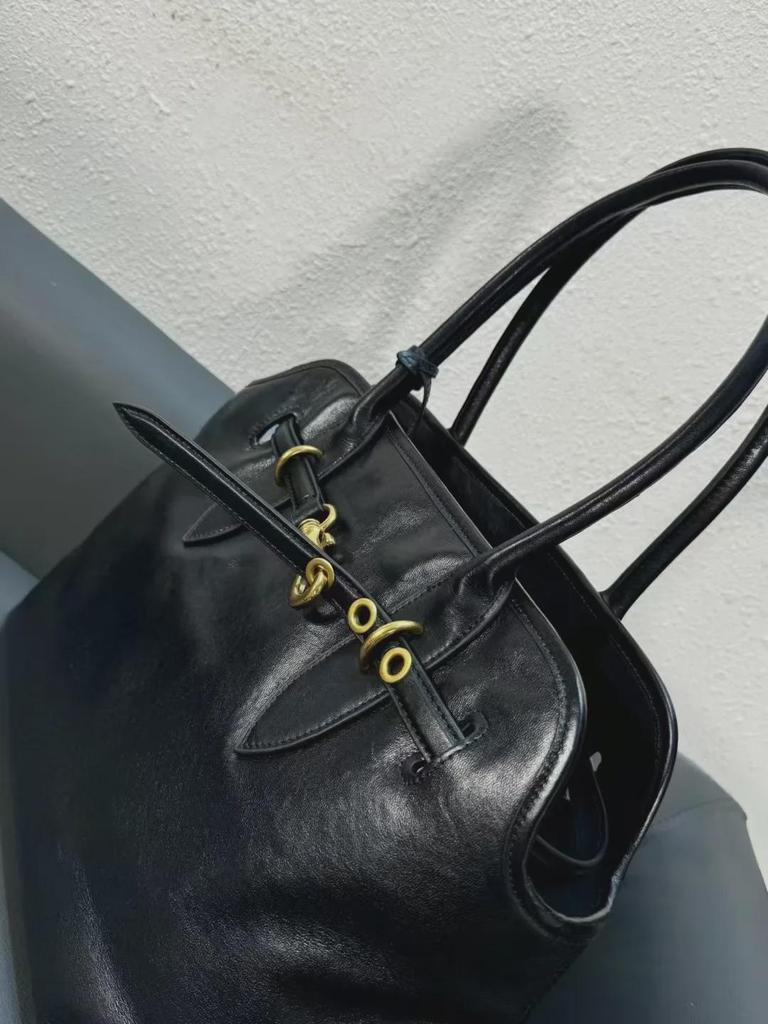 Vintage Genuine Leather Cowhide Tote - Large Capacity Handbag for Women