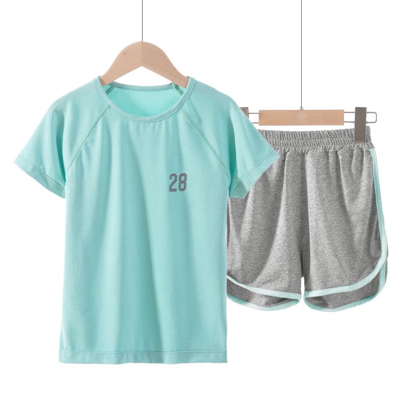 Unisex Sommer-Sportset für Kinder: Atmungsaktives T-Shirt & Cooles kurzärmeliges Mädchen-Top 130 cm hellgrüne