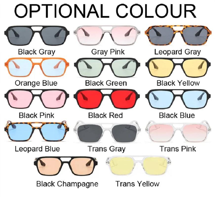 Retro Double Bridges Sunglasses Women Fashion Pink Gradient Eyewear Trending Hollow Leopard Blue Square Sun Glasses Men Shades