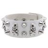 Breites PU-Leder Totenkopf Kegel Nieten Armband, Gothic Punk Verstellbares Druckknopf Handgelenkband Unisex Rock Handgelenkband