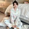 Autumn Dopamine Full Print Ice Silk Pajamas Women'S Spring And Summer Long-Sleeved Trousers Cartoon Loungewear Can Be Worn Outside