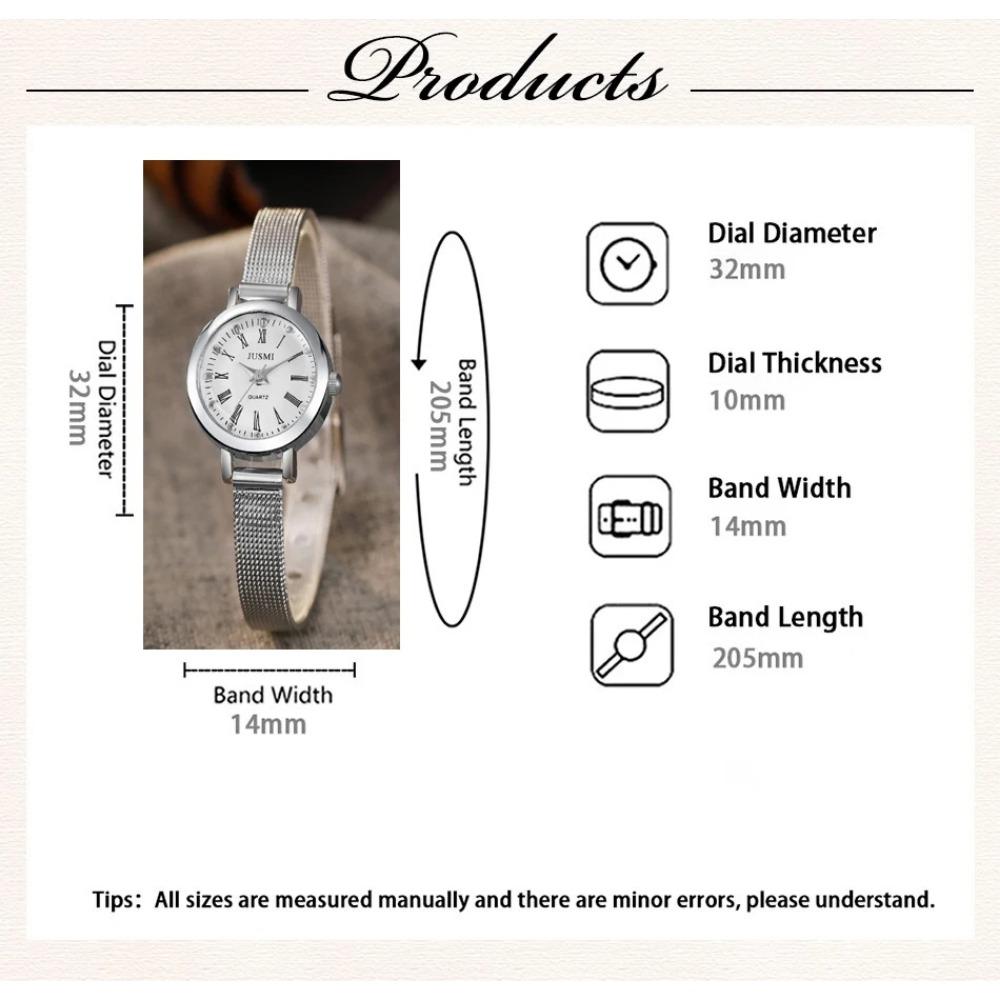 Simple Diamond Point Roman Small Dial Quartz Mesh Strap Watch
