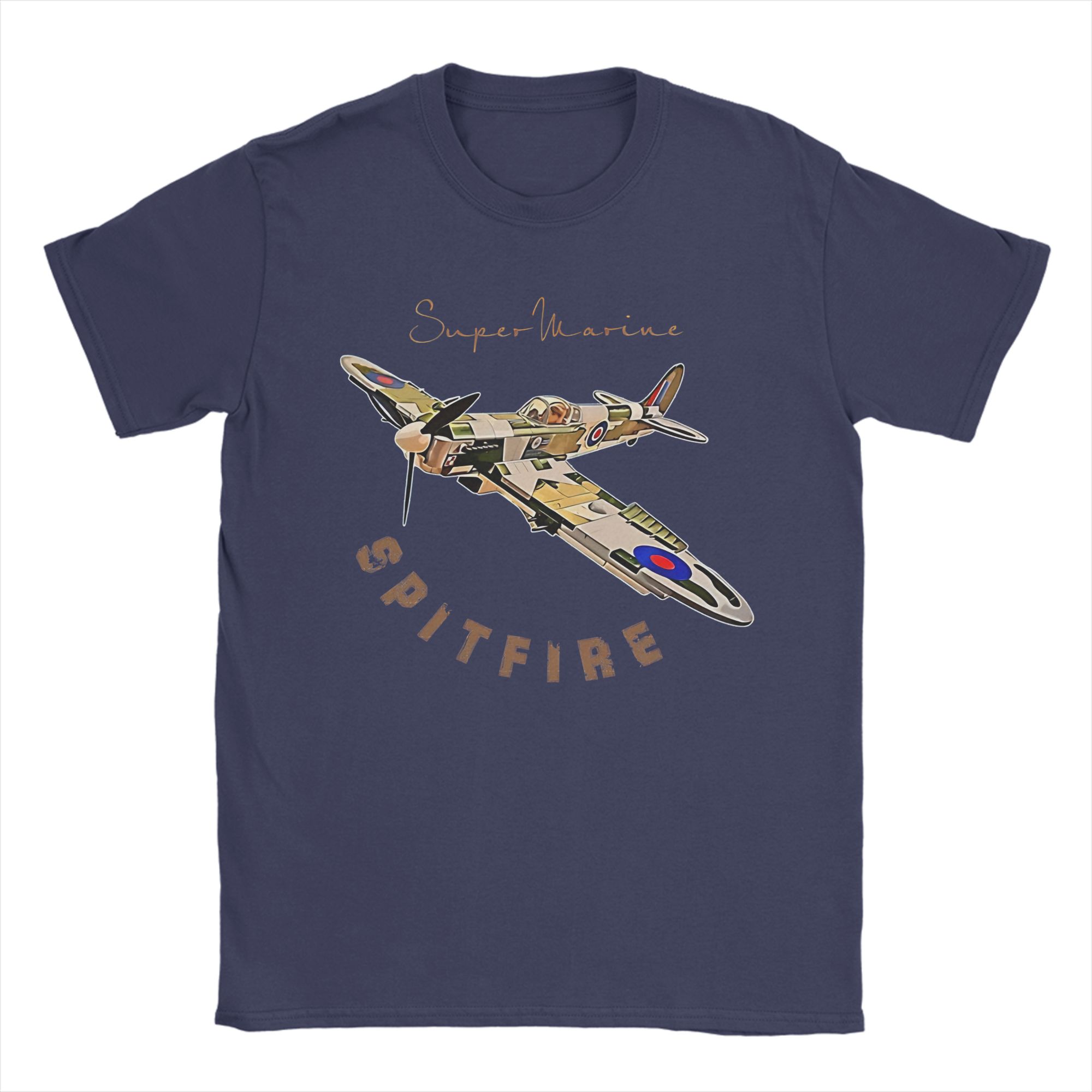

Spitfire Supermarine RAF Fighter Aircraft Cotton T Shirts Leisure Tee Shirt for Men Summer Aesthetic Printed Short Sleeve Tops 4XL