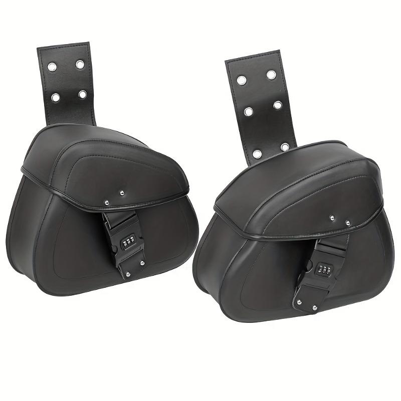 1 Pair Motorcycle Universal Black Faux Leather Saddlebags Side Luggage Saddle Bags for Honda for SUZUKI Yamaha Cafe Racer Bobber