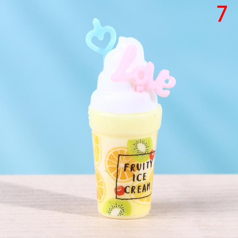 Mini Milkshake Ice Cream Lemon Milk Fruit Tea Water Cup Strawberry Banana Miniatures Dollhouse Accessories Cups Kitchen Toys