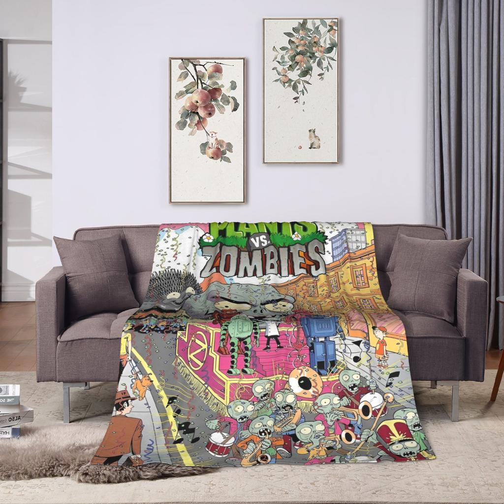 Gioco P-Plants-vs-Zombie Coperte Morbide Calde Coperta Plaid Peluche da Picnic Morbida Coperta Plaid da Divano Letto Copridivano Letto