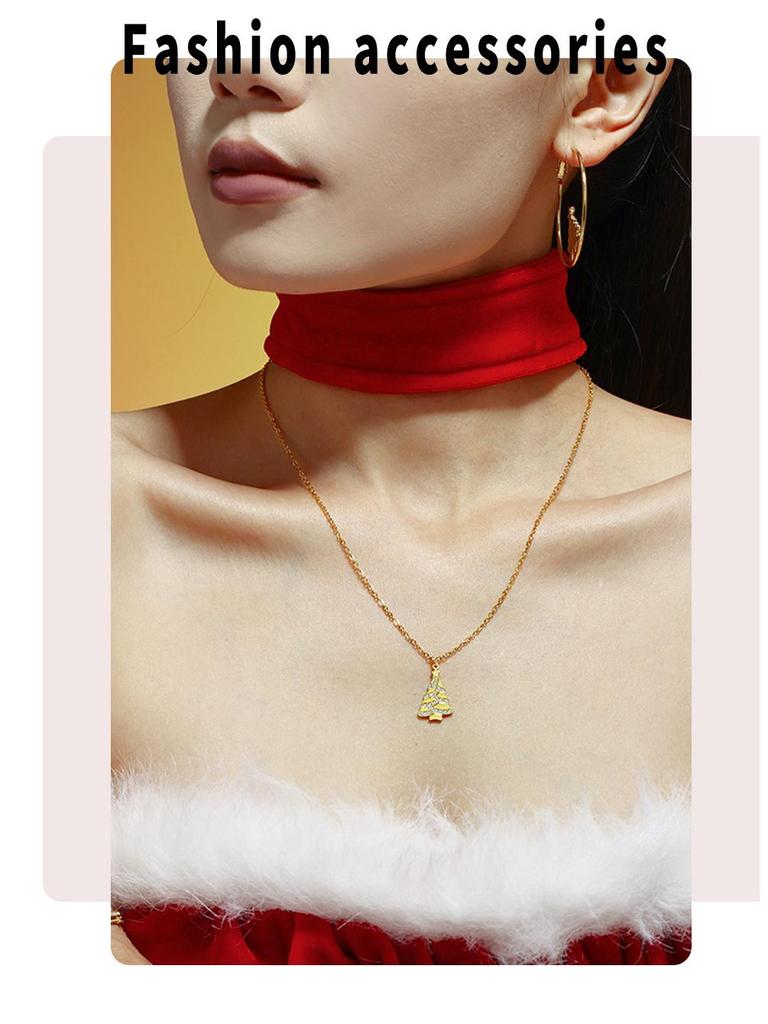Ferris Wheel Zircon-Inlaid Clavicle Necklace, PVD Gold-Plated Stainless Steel - Romantic Christmas Gift for Girlfriend.