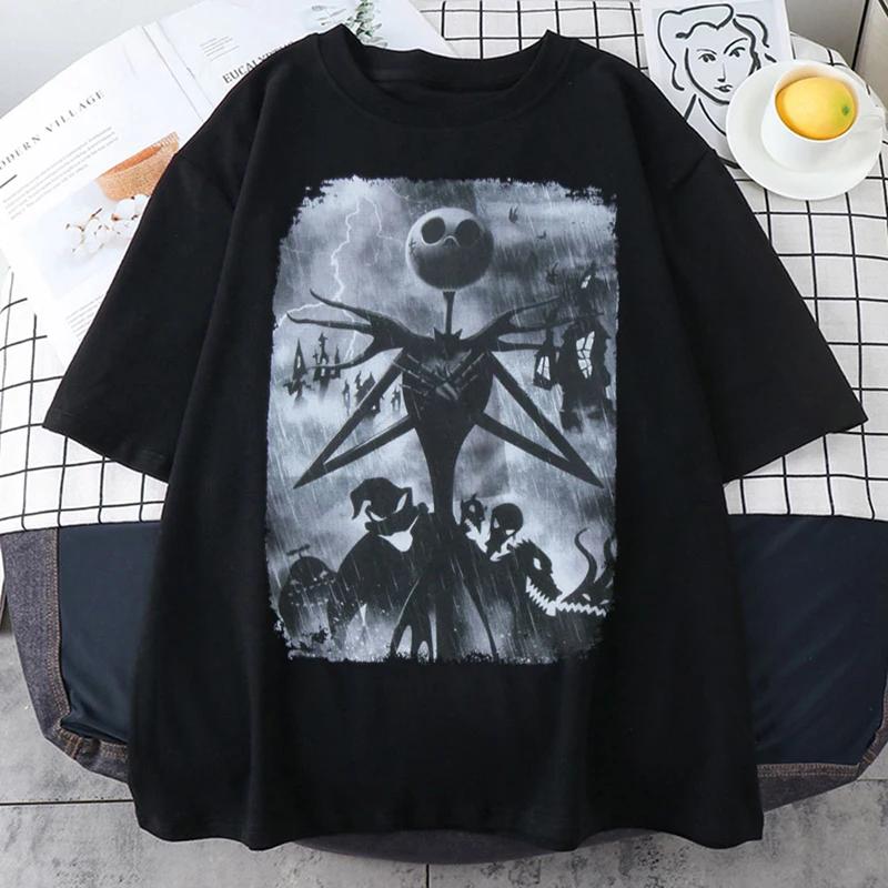 Vintage TShirts Nightmare Before Christmas Print Shortsleeve Gothic Women Unisex Tshirt Top Y2K Shirt Streetwear Harajuku