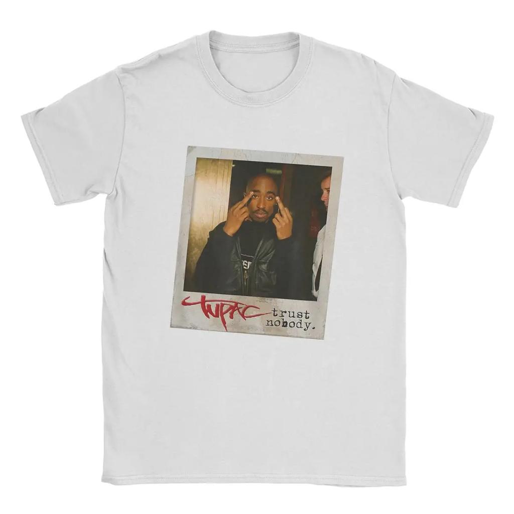Men T-Shirts T-Tupac Trust Nobody Photo Humorous Pure Cotton Tees Short Sleeve 2pac Hip Hop Y2K Harajuku T Shirts O Neck Gift
