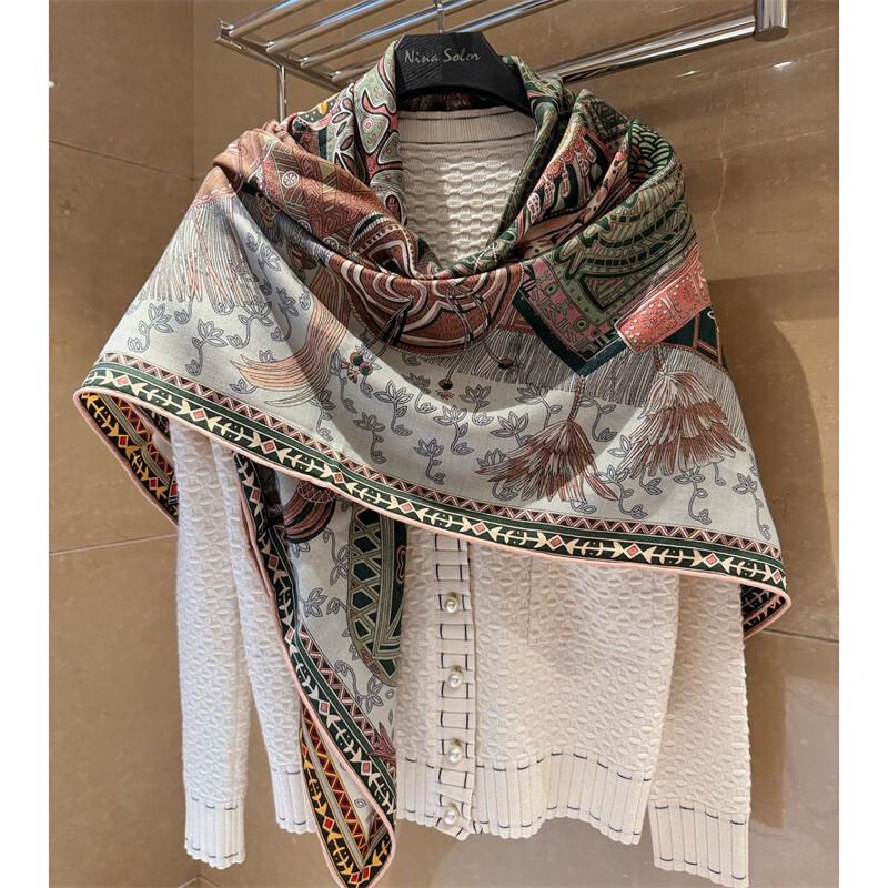 NINA SOLOR Soft Merino Wool Double-Sided Square Scarf