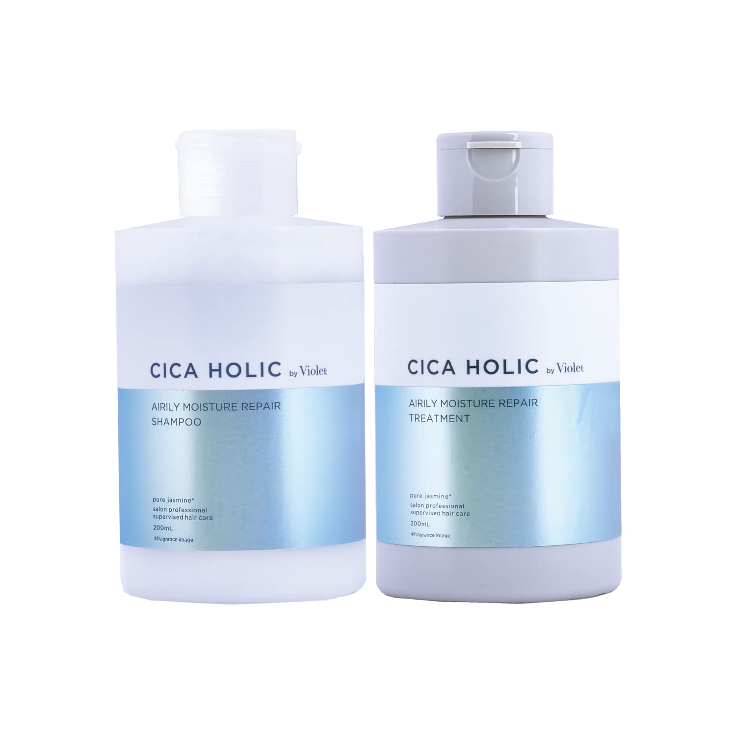 

Concentrated Eco Shampoo 200ml Treatment 200ml Set CICA HOLIC by Violet Airy Moisture Pure Jasmine Scent 200ml & синий