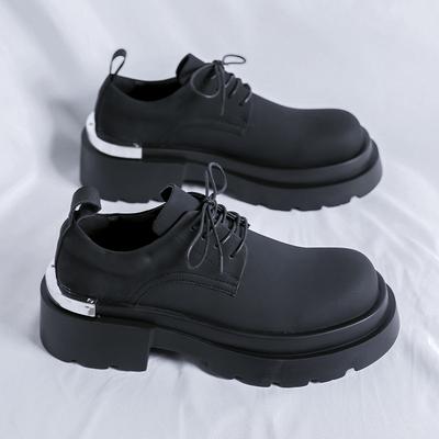 British Style Men's Fashion Original Leather Shoes Lace-up Derby Shoe Black Trendy Platform Sneakers Party Prom Footwear Zapatos