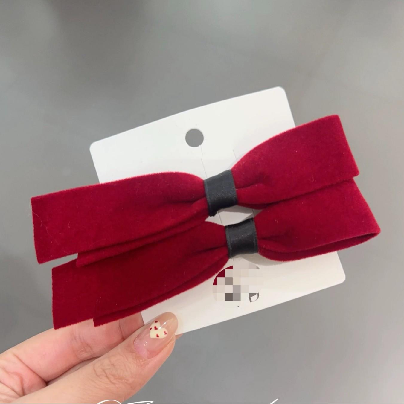 Элегантная черная бархатная заколка-бант для волос - Женский аксессуар для волос  Утиный клюв  2025