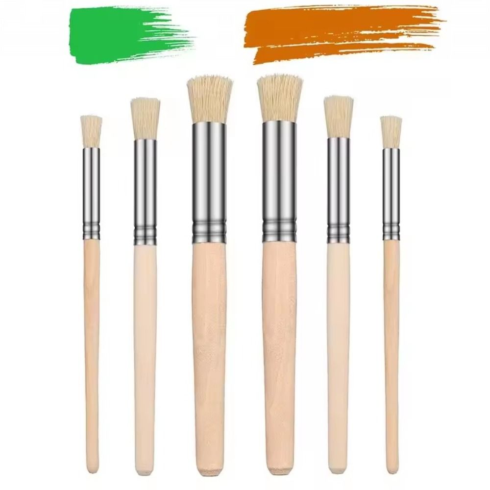 Bristle Hair Wooden Handle Stencil Paint Brushes DIY Crafts Painting Brush Paintbrushes  Child Toy