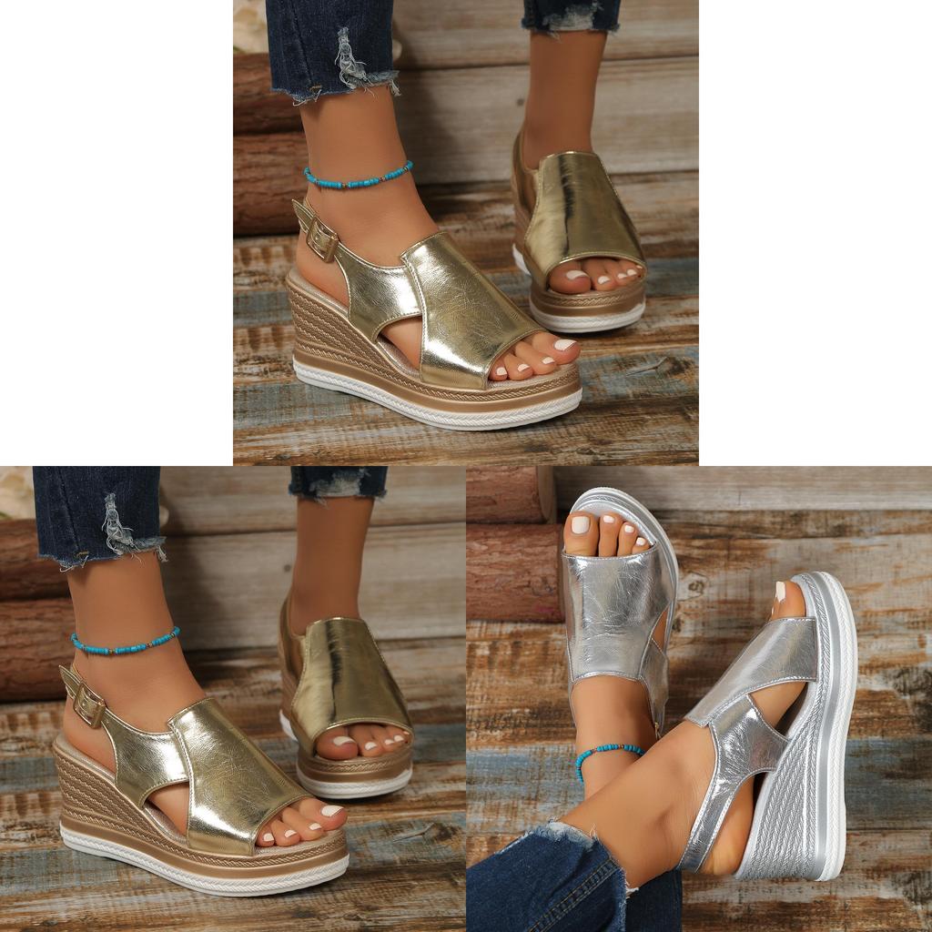 Summer Womens Open Toe Chunky Heel Sandals With Adjustable Buckle For Casual Outfits