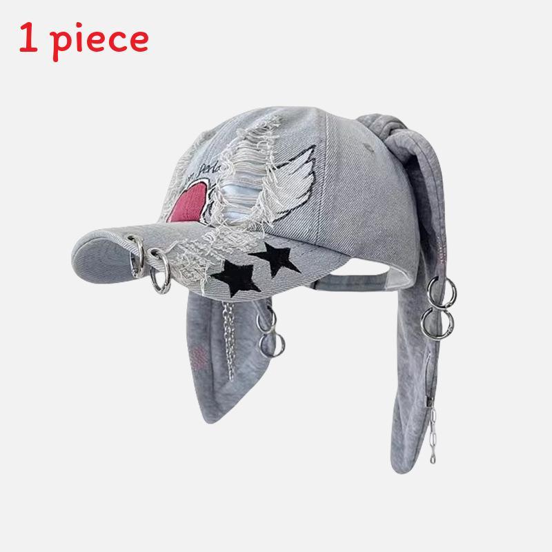 Newjeans Inspired Denim Baseball Cap With Handpainted Graffiti For Street Style And Sun Protection