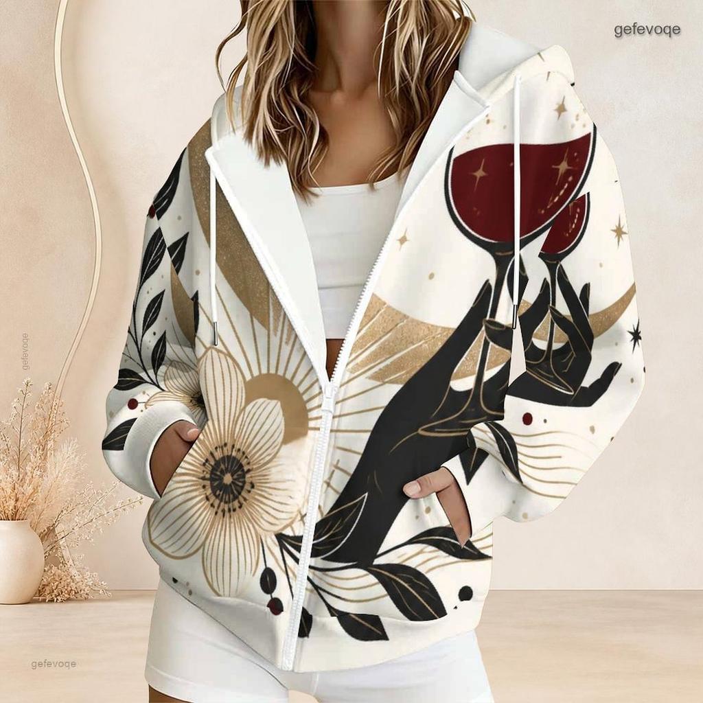 Womens Plus Size Zip Up Hoodie Casual Loose Long Sleeve Hooded Sweatshirt For Daily Wear