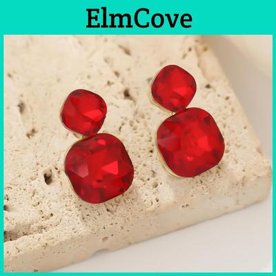 Geometric Alloy Square Drop Earrings With Gold Pins For Womens Fashion Accessories
