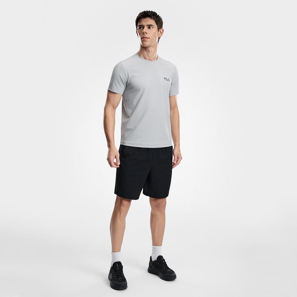 Fila Fitness Simple Basic Classic Sports Training Versatile Comfortable Breathable Knitted Short Sleeve T-Shirt Men Tops Cool-Gray A51M621107FGY